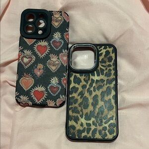 Heart and Leopard Print Phone Cases